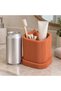 Toothbrush Holder with Drip Tray and Removable Divider, Modern Minimalist Vanity Cup, Terracotta - 2