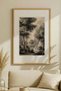1 VINTAGE FOREST-THEMED ART PRINT WITH A PENCIL SKETCH IN A NATURAL WOOD FRAME - 2