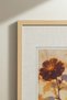 1 VINTAGE PAINTING WITH A RED BOTANICAL THEME IN A NATURAL WOOD FRAME - 4