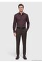 Burgundy Solid Casual-Fit Long-Sleeve Woven Casual Silk-Blend Shirt - 3