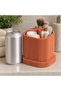 Toothbrush Holder with Drip Tray and Removable Divider, Modern Minimalist Vanity Cup, Terracotta - 4