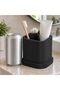Toothbrush Holder with Drip Tray and Removable Divider, Modern Minimalist Vanity Cup, Matte, Black - 2