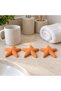 Minimalist Starfish Decorations Set of 3, 10 cm Ribbed Coastal Table Ornaments, Summer Gift, Orange - 3
