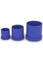 Ridged Planter Set of 3 with Drip Trays, 8.3, 10.8 and 14.1 cm Tall, for Succulents, Cobalt