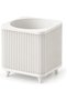 Ribbed Square Planter with Legs, 12.5 cm Opening, Modern Mid-Century Plant Pot for Indoor Plants