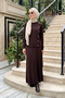 Knit Set with Accessory Detail on the Tunic and Skirt, Style 704, Brown - 4