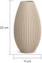 Ribbed Decorative 20 cm Vessel, Modern Egg Shaped Holder for Dried and Artificial Flowers, Beige - 2