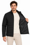 Men's stand collar water repellent puffer quilted three-pocket jacket - black - 3