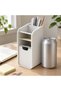 Pen Holder with Pull-Out Drawer, Pencils, Sticky Notes and Clips, Matte, White - 3