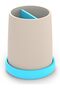 Diagonal Ribbed Toothbrush Holder Cup with Removable Drip Base and 2 Drainage Inserts, Greige Cyan