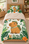 Tropical Capybara 3-Piece Wellsoft Plush Children's Set with Single-Size Quilted Bed Sheet, 160x220 cm - 5