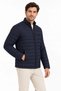 Men's stand collar water repellent puffer quilted three-pocket jacket - navy blue - 2