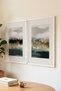 2 VINTAGE PAINTINGS WITH A "SERENE HORIZON" THEME, EACH IN A WHITE WOODEN FRAME - 3