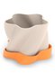 Star Plant Pot with Drip Tray, Cacti and Small Indoor Plants, 14.1 x 14.1 x 10.4 cm, Greige Orange