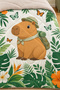 Tropical Capybara 3-Piece Wellsoft Plush Children's Set with Single-Size Quilted Bed Sheet, 160x220 cm - 8