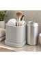 Toothbrush Holder with Drip Tray and Removable Divider, Modern Minimalist Vanity Cup, Matte, Marble - 4