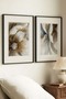 2 VINTAGE PAINTINGS WITH BLACK WOODEN FRAMES, FEATURING SOFT-TOUCH EARTH-TONED FLOWERS