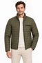 Men's stand collar water repellent puffer quilted three-pocket jacket - khaki - 4