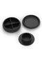 Round Stackable Desk Organiser with Tray and 2 Dividers, Ribbed Storage Container for Keys, Black - 4