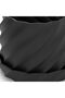 Spiral Plant Pot with Drip Tray, Twisted Spiral Planter with Drainage Holes for Succulents, Black - 2