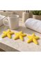 Minimalist Starfish Decorations Set of 3, 10 cm Ribbed Coastal Table Ornaments, Summer Gift, Yellow - 3