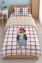 Wellsoft Children's Set: Teddy Bear Print Plush with Glasses, Single-Size Quilted Bed Sheet, 160x220 cm - 2
