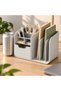 Desk Organiser with Drawer and Notebook Slots, Pen Compartments and Small Storage Drawer, Marble - 2