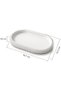 Ribbed Oval Decorative Tray 19.7 x 12.3 cm, Minimalist Catch All Tray for Keys, White - 6
