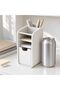 Pen Holder with Pull-Out Drawer, Pencils, Sticky Notes and Clips, Matte, White - 4