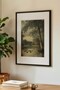 1 VINTAGE PAINTING WITH A "CITY ON THE LAKE" THEME IN A BLACK WOODEN FRAME - 3