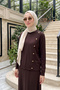 Knit Set with Accessory Detail on the Tunic and Skirt, Style 704, Brown - 2