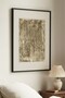 1 VINTAGE PAINTING WITH A BEIGE THEME AND A TEXTURED FINISH IN A BLACK WOODEN FRAME