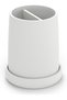 Diagonal Ribbed Toothbrush Holder Cup with Removable Drip Base and 2 Drainage Inserts, White