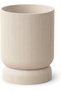 Large Ribbed Planter with Twist-Lock Drip Tray, 13.2 cm Opening, Cream