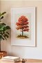 1 VINTAGE PAINTING WITH A "FALL FIRE" THEME IN A WHITE WOODEN FRAME - 3
