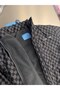 Children's Black Checkered Pattern Fleece-Lined Mock Neck Zipper College Jacket - 6
