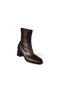 Women's Black and Brown Leather Boots with a Square Toe, 6 cm thick sole, and stretch heel