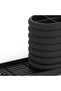 Ribbed Toothbrush Cup with Long Oval Drip Tray and 4-Way Divider, 20.2 x 9.2 cm, Black - 2