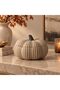 Halloween Pumpkin Candy Bowl with Lid, Beige Ribbed Decorative Treat Jar for Wrapped Sweets - 5