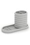 Ribbed Toothbrush Cup with Long Oval Drip Tray and 4-Way Divider, 20.2 x 9.2 cm, Marble