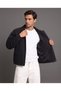 Men's velvet shirt collar zipper detailed jacket with inner lining and inner pockets - 2