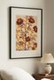 1 VINTAGE PAINTING WITH A RED BOTANICAL THEME IN A BLACK WOODEN FRAME