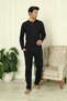 100% cotton combed round neck, long sleeve, men's pajama set with pockets