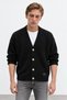 Black Off-Shoulder Soft Textured V-Neck Men's Knit Sweater |   Mew5111322-1 - 4