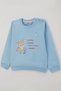 Girls' Sweatshirt with a Friendship Theme and Cute Animal Print, Ages 1.5–5, Light Blue - 3