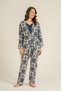 Women's Navy Blue Patterned Dressing Gown Set Pc9286-S-V1 - 8