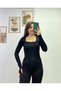 Square Neck, Thumbhole-Style Cotton T-Shirt - 2