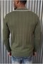 Seka 331 Men’s Collar-Front Striped Knit Sweater / Polo Collar Slim Fit Stretch Knit Sweater - 3