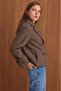 Oversized Short Coat with Jacket Collar, BROWN 3204 - 5