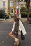 Unisex Lightweight Puffy Scarf in Taupe Color and Leopard Print